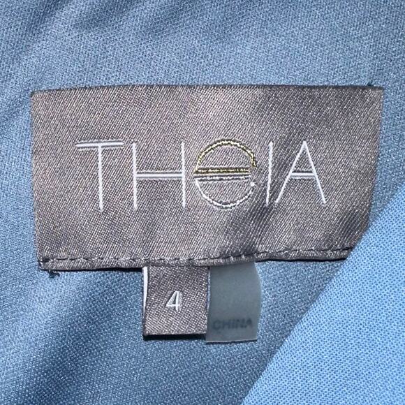 NWT Theia Kiera Beaded Puff Sleeve Gown in Storm Blue Size 4 - Picture 3 of 16